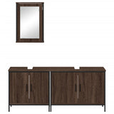 ZNTS 3 Piece Bathroom Furniture Set Brown Oak Engineered Wood 3214794