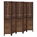 Room Divider 5 Panels Dark Brown Solid Wood Paulownia 358710