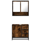 2 Piece Bathroom Furniture Set Smoked Oak Engineered Wood 3300927