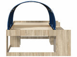 Bed with Tunnel 3 pcs Sonoma and Blue Engineered Wood 3423589