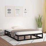 Bed Frame Black Solid pinewood, Plywood 140x190 cm Durable 820845