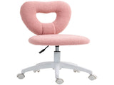 Armless Heart Computer Desk Chair, Teddy Fleece Swivel Office Chair, Makeup Vanity Chair with Height T3398P329890