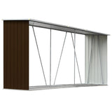 ZNTS Garden Log Storage Shed Galvanised Steel 330x84x152 cm Brown 47084
