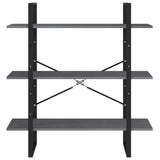 3-Tier Book Cabinet Grey 100x30x105 cm Solid Pine Wood 806554