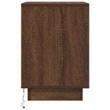Bedside Cabinet with LED Lights Brown Oak 38x34x50 cm 861295