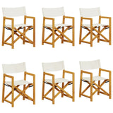 6 Piece Folding Garden Chairs Cream White Fabric 3208917