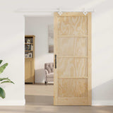 Sliding Door Natural and White 86 x 211 cm Solid Pine Wood 3445529