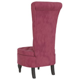 High Back Chair Wine Red Velvet Button Design 352467