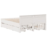 Bed Frame without Mattress with Headboard White 150x200 cm King Size Solid Wood Pine 3308763