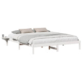 Bed Frame White 200 x 200 cm Solid Pine Wood 873176