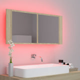 804983 LED Bathroom Mirror Cabinet Sonoma Oak 100x12x45 cm Acrylic