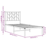 ZNTS Metal Bed Frame without Mattress with Headboard White 75x190cm 374476