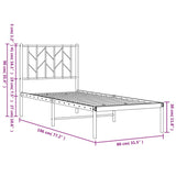 ZNTS Metal Bed Frame without Mattress with Headboard White 75x190cm 374476