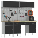 Work Cabinet Set with Drawer with Storage Manual 10 pcs Black 3321474