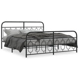 Metal Bed Frame without Mattress with Footboard Black 183x213cm 377140