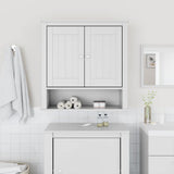 Bathroom Wall Cabinet BERG White 69.5x27x71.5 cm Solid Wood 358550
