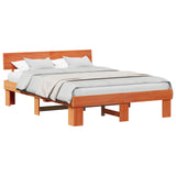 Bed Frame with Headboard Wax Brown 150 x 200 cm Solid Pine Wood 872565