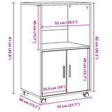 Rolling Cabinet Smoked Oak 55x40x91 cm Engineered Wood 853186