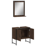 2 Piece Bathroom Cabinet Set Brown Oak Engineered Wood 3214338