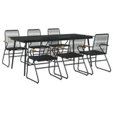 7 Piece Garden Dining Set Black PVC Rattan 3060271