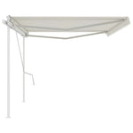 ZNTS Manual Retractable Awning with Posts 5x3 m Cream 3069977