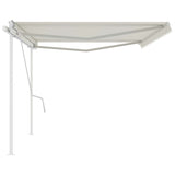ZNTS Manual Retractable Awning with Posts 5x3.5 m Cream 3070057