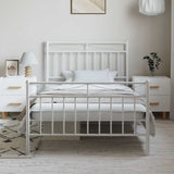 Metal Bed Frame without Mattress with Footboard White 100x190cm 373752