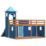 Bunk Bed without Mattress with Slide and Curtains Blue 90x200 cm 3284195