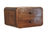 Solid Wood Floating Mini Chestnut Bedside, 2 Drawers, Dark Brown B2743P402930