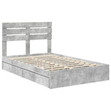 Storage Bed Concrete Grey 135 x 190 cm Engineered Wood 3411576