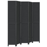 Room Divider 5 Panels Black Solid Wood Paulownia 358856