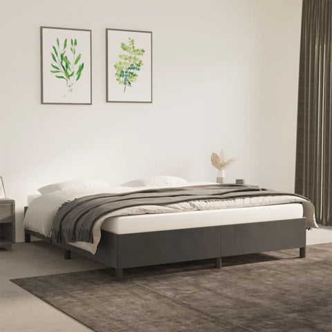 ZNTS Bed Frame without Mattress Dark Grey Super King Velvet 349885