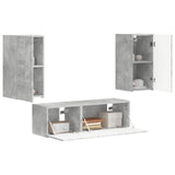 TV Wall Cabinet Set 4 pcs Concrete Grey Engineered Wood 3408910