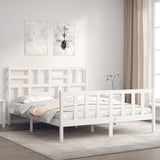 Bed Frame without Mattress White King Size Solid Wood Pine 3193082