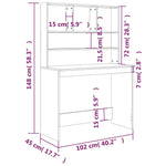 ZNTS Desk with Shelves High Gloss White 102x45x148 cm Engineered Wood 823002