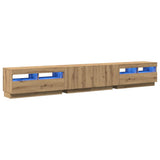 TV Cabinet with LED Lights Artisan Oak 260x35x40 cm Engineered Wood 3329168