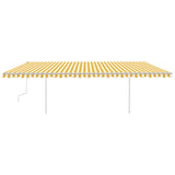 ZNTS Manual Retractable Awning with LED 6x3.5 m Yellow and White 3070083