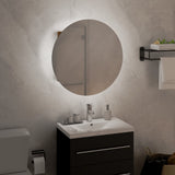 Bathroom Cabinet with Round Mirror&LED Oak 40x40x17.5 cm 345582