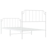 ZNTS Metal Bed Frame without Mattress with Footboard White 100x190cm 373948