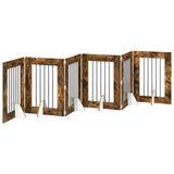 Foldable Dog Gate with Stands 6 pcs Smoked Oak 362 cm 892105