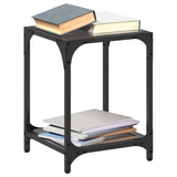 Coffee Tables with Black Glass Top 2 pcs 30x30x40 cm Steel 845957