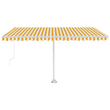 Freestanding Manual Retractable Awning 400x300 cm Yellow/White 3069538