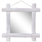 Log Mirror White 70x70 cm Solid Reclaimed Wood 283932