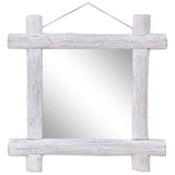 Log Mirror White 70x70 cm Solid Reclaimed Wood 283932