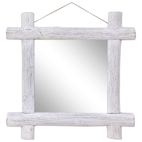 Log Mirror White 70x70 cm Solid Reclaimed Wood 283932