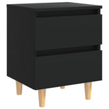 805854 Bed Cabinets with Solid Pinewood Legs 2 pcs Black 40x35x50 cm