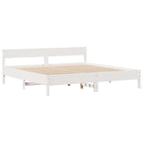 Bookcase Bed without Mattress White 180x200 cm Super King Solid Wood Pine 3322979