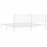 ZNTS Metal Bed Frame with Headboard White 200x200 cm 374493