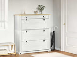 Shoe Cabinet Corona White 99 x 32 x 138 cm Solid Pine Wood 42024955
