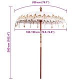 Balinese Parasol Cream 190 x 190 x 260 cm Cotton and Wood 42006454